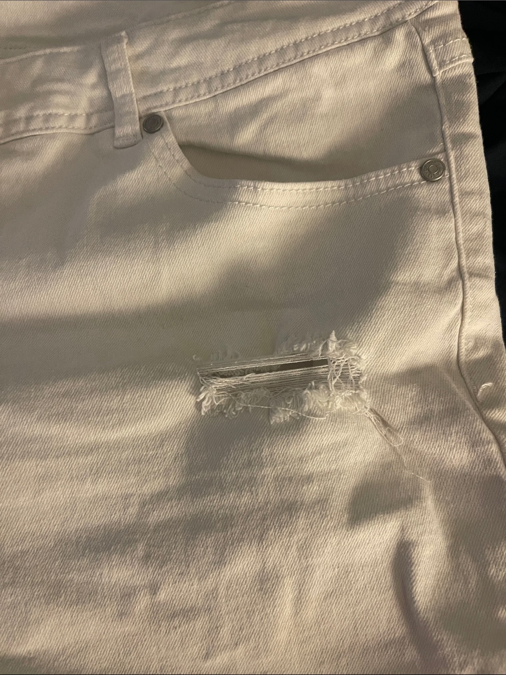 Cato White Distressed Denim Roll-Hem Shorts - Picture 4 of 5